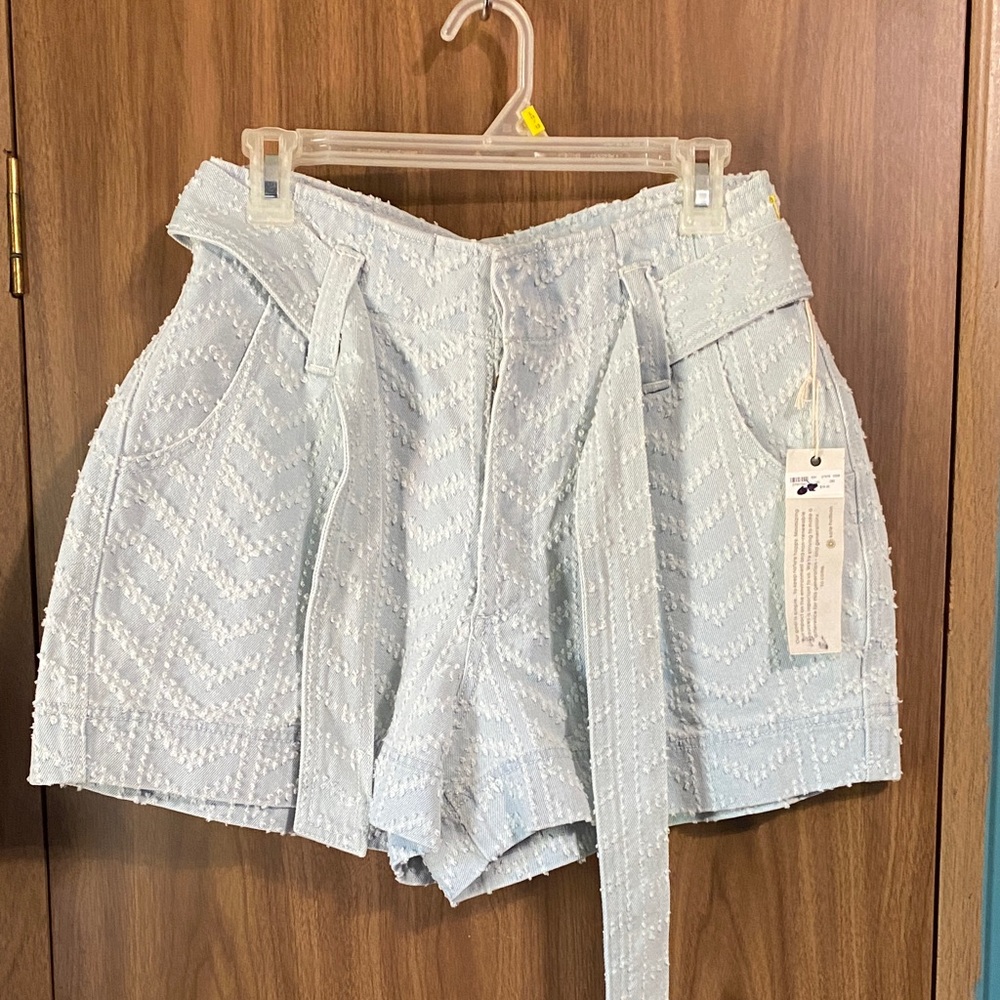 Elegant High Waist Light Blue Shorts